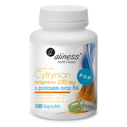 Aliness Cytrynian Magnezu 100 mg + Potas + B6 100 kapsułek vege
