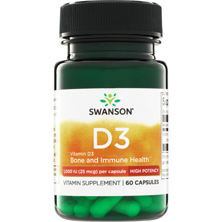 Swanson Witamina D3 1000 iu Cholekalcyferol 60 kapsułek