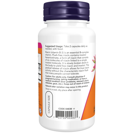 Now Foods Niacyna 250 mg Flush Free 180 veg kapsułek