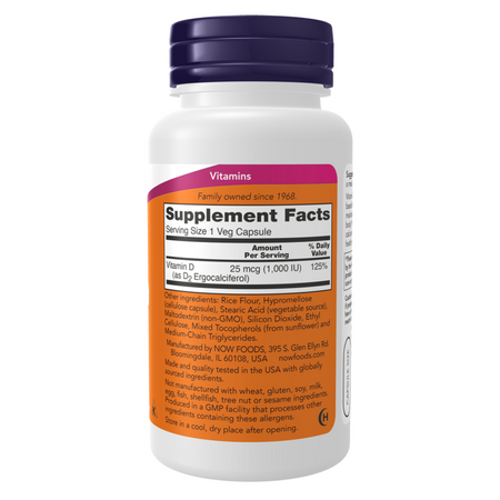 Now Foods Witamina D 1000 IU Dry 120 veg kapsułek