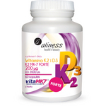 Aliness Witamina K2 MK-7 200 mcg z Natto + D3 2000 iu FORTE 60 kapsułek