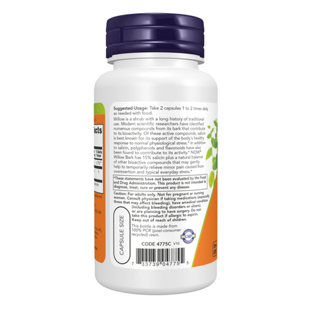 Now Foods Wierzba (Willow Bark) Extract 400 mg 100 kapsułek