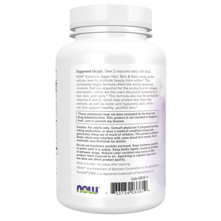 Now Foods Włosy, Skóra i Paznokcie Vegan (Hair, Skin i Nails) 90 kapsułek