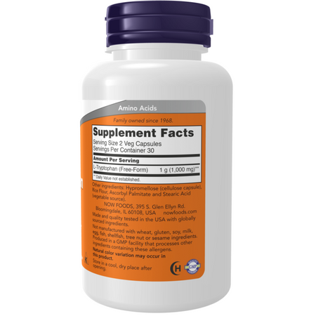Now Foods L-Tryptophan 500 mg 60 kapsułek
