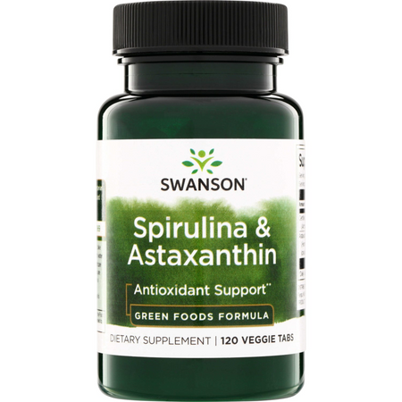 Swanson Organiczna Spirulina i Astaksantyna 120 tabletek
