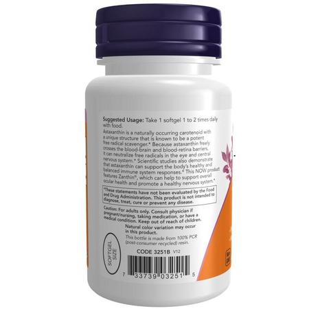 Now Foods Astaksantyna (Astaxanthin) 4 mg 60 veggie softgels