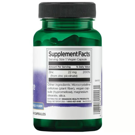 Swanson Pikolinian Cynku 22 mg 60 kapsułek