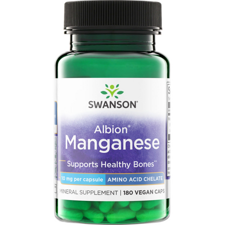 Swanson Albion Chelat Mangan 10 mg 180 kapsułek