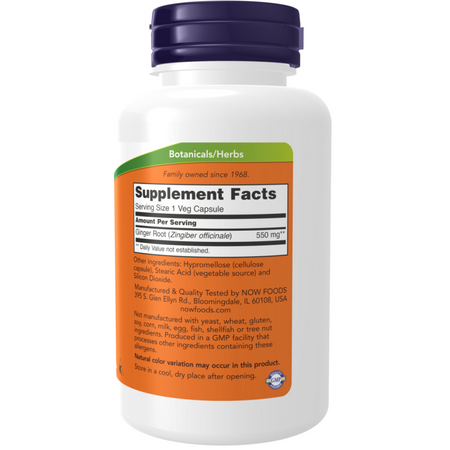 Now Foods Imbir (Ginger) 550 mg 100 veg kapsułek
