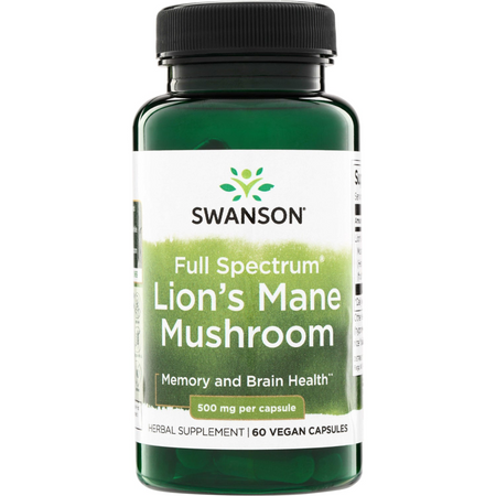 Swanson Full Spectrum Lion’s Mane Mushroom 500 mg 60 kapsułek