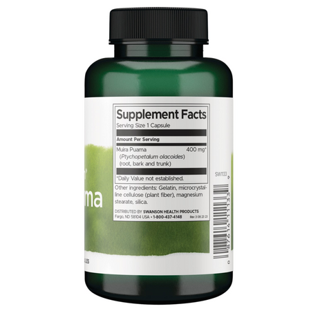 Swanson Muira Puama Root 400 mg 90 kapsułek