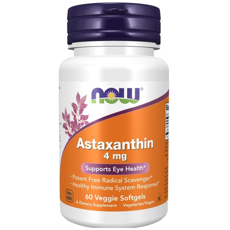 Now Foods Astaksantyna (Astaxanthin) 4 mg 60 veggie softgels