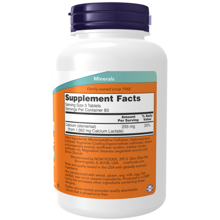 Now Foods Mleczan Wapnia (Calcium Lactate) 250 tabletek