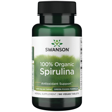 Swanson Certyfikowana Organiczna Spirulina 500 mg 180 tabletek