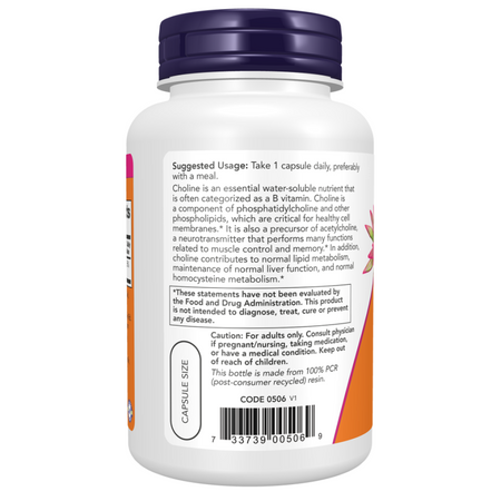 Now Foods Cholina 300 mg 100 veg kapsułek