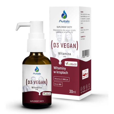 Avitale Naturalna Witamina D3 Vegan 1000 IU 30 ml krople