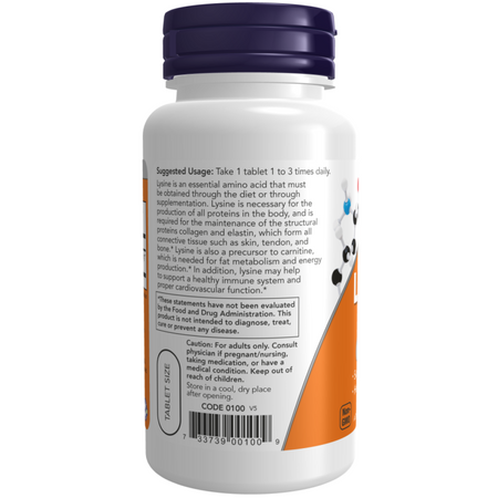 Now Foods L-Lysine 500 mg 100 tabletek