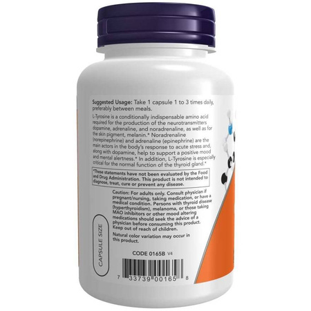 Now Foods L-Tyrosine 750 mg Extra Strength 90 veg kapsułek