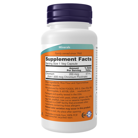 Now Foods Pikolinian Chromu 200 mcg 100 kapsułek
