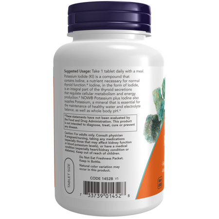 Now Foods Potassium plus Iodine 180 tabletek
