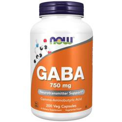 Now Foods GABA (Kwas Gamma Aminomasłowy) 750 mg 200 kapsułek