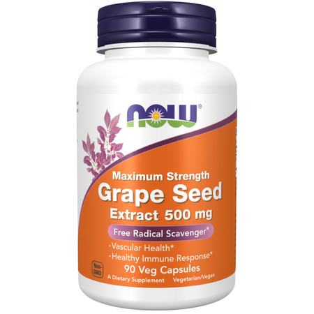 Now Foods Pestki Winogron (Grape Seed) Extract Maximum Strength 500 mg 90 kapsułek