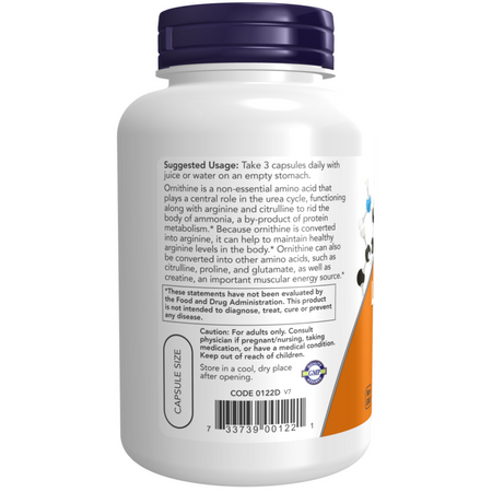 Now Foods L-Ornithine 500 mg 120 veg kapsułek