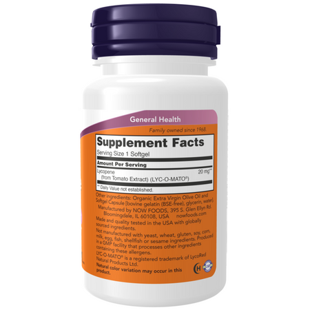 Now Foods Likopen 20 mg 50 kapsułek