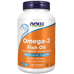 Now Foods Omega-3 Molecularly Distilled Enteric Coated 180 kapsułek