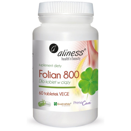 Aliness Folian Kwas Foliowy Quatrefolic 800 mcg 60 tabletek vege