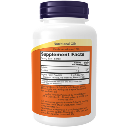 Now Foods Hemp Seed Oil 1000 mg 120 kapsułek