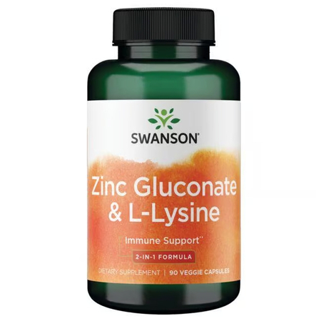 Swanson Zinc Gluconate i L-Lysine - 2-In-1 Formula 90 veg kapsułek