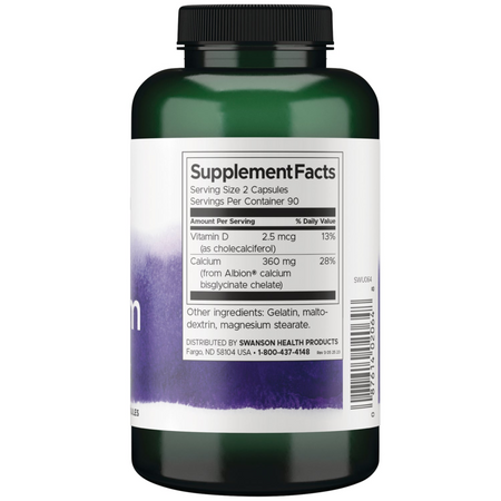 Swanson Albion Chelat Wapnia 180 mg 180 kapsułek