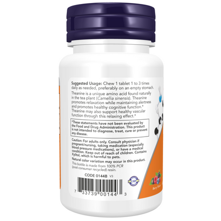 Now Foods L-Teanina 100 mg 90 tabletek do ssania