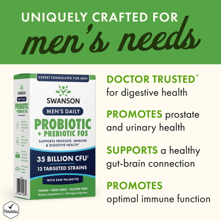Swanson Mens Daily Probiotic + Prebiotic FOS 60 kapsułek