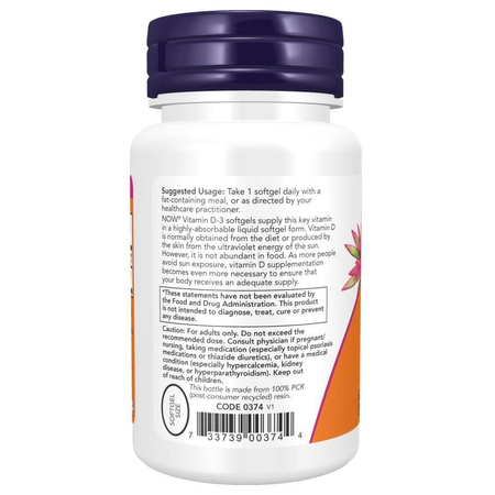 Now Foods Witamina D3 5000 iu 30 kapsułek