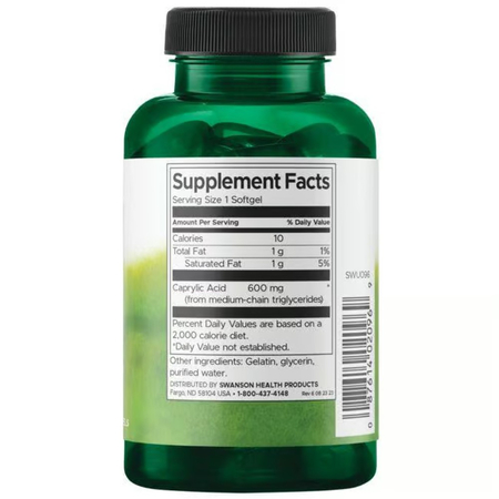 Swanson Kwas Kaprylowy 600 mg 60 kapsułek