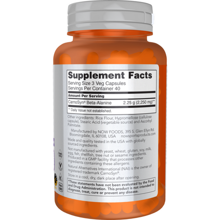 Now Foods Beta-Alanina 750 mg 120 veg kapsułek