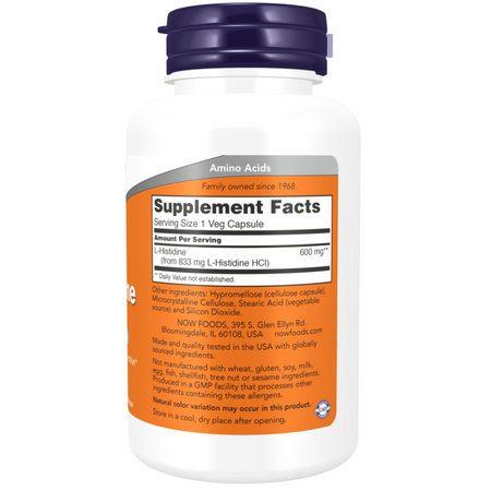Now Foods L-Histydyna 600 mg 60 kapsułek