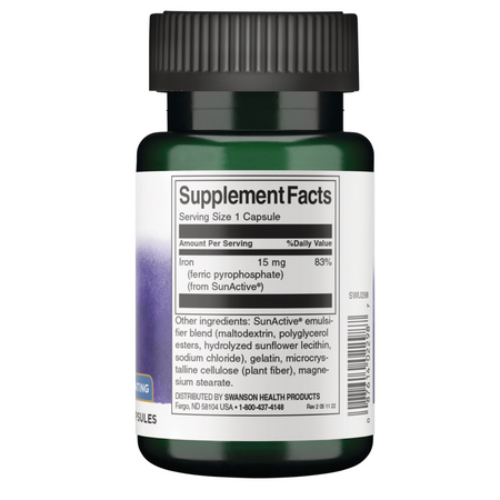 Swanson SunActive Żelazo 15 mg 90 kapsułek