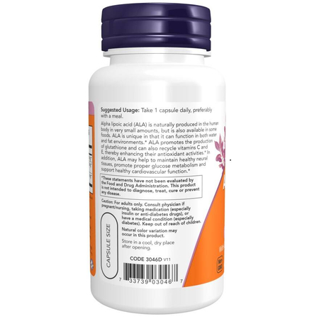 Now Foods Kwas Alfa Liponowy 600 mg Extra Strength 60 kapsułek