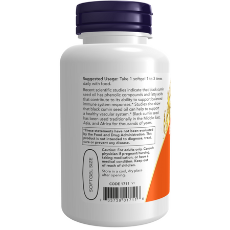 Now Foods Black Cumin Seed Oil 1000 mg 60 kapsułek