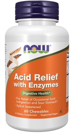 Now Foods Acid Relief with Enzymes 60 tabletek do żucia