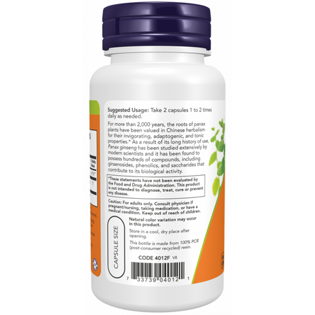 Now Foods Żeń-szeń Koreański (Panax Ginseng) 500 mg 250 kapsułek