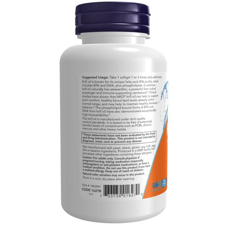 Now Foods Krill 1000, Double Strength 1000 mg 120 kapsułek