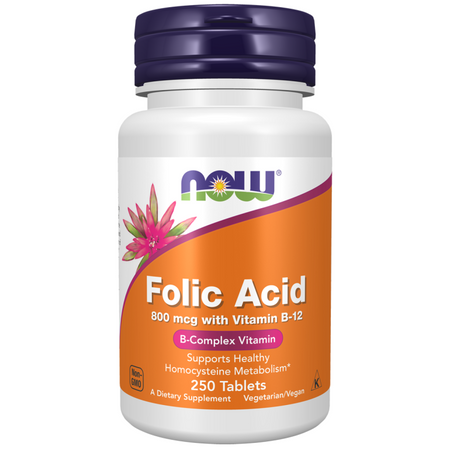 Now Foods Kwas Foliowy 800 mcg 250 tabletek