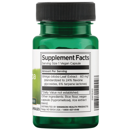 Swanson Ginkgo Biloba Extract 60 mg 30 kapsułek