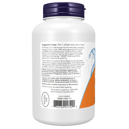 Now Foods Cod Liver Oil 650 mg 250 kapsułek