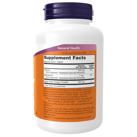 Now Foods Ocet jabłkowy (Cider Vinegar) Extra Strength 750 mg 180 tabletek