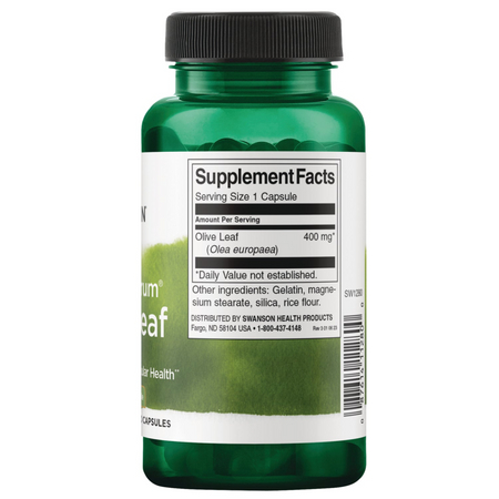 Swanson Liść Oliwny (Olive Leaf) 400 mg 60 kapsułek